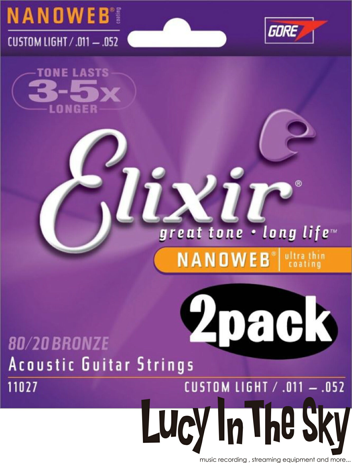 Elixir ( エリクサー ) アコギ弦 NANOWEB Custom Light #11027 [.011 - .052] 【ｘ2pac –  intro