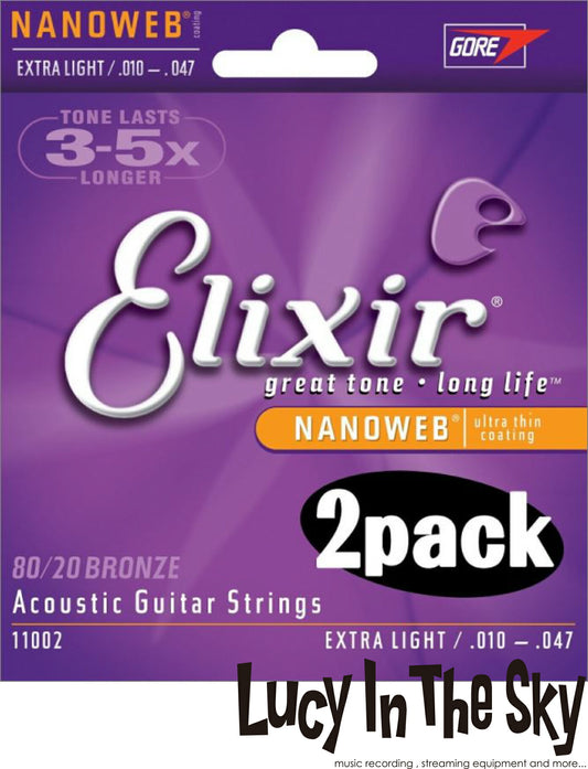 Elixir(エリクサー)アコギ弦NANOWEBExtraLight#11002[.010-.047]【ｘ2pack】