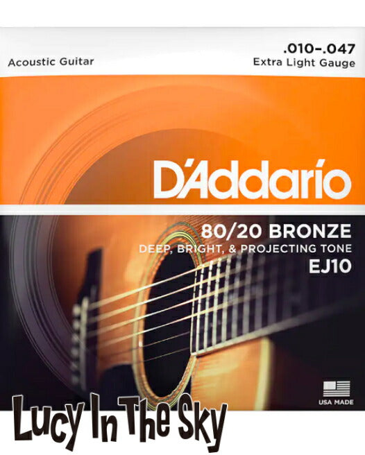 D'Addario（ダダリオ）アコギ弦80/20BronzeWoundExtraLight#EJ10［.010-.047］