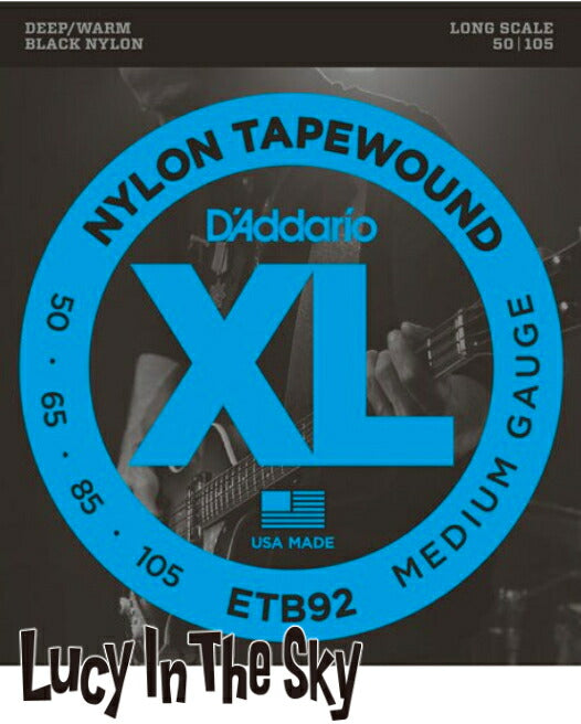 D'Addario（ダダリオ）ベース弦ブラックナイロンTypewoundBassMedium#ETB92M［.050-.105］